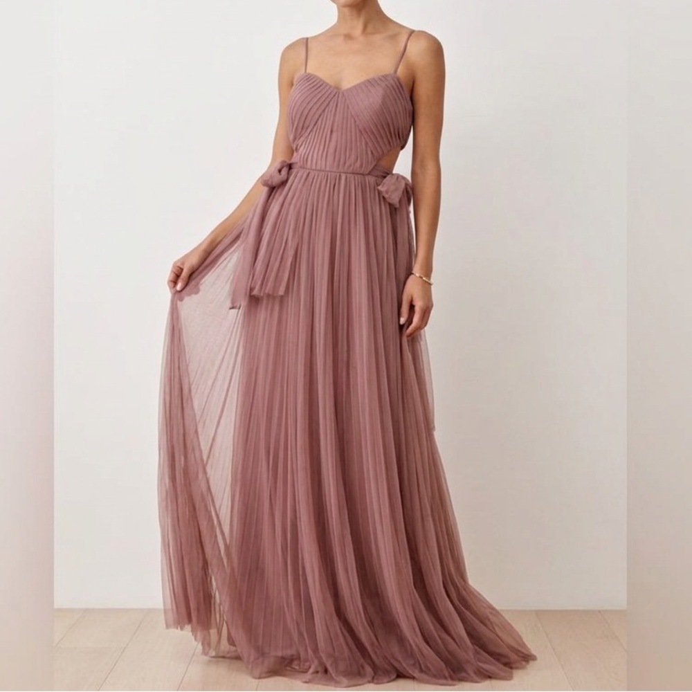 Birdy Grey Laurie Convertible Tulle Bridesmaid Maxi Dress Size Large Mauve❤️